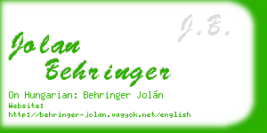 jolan behringer business card